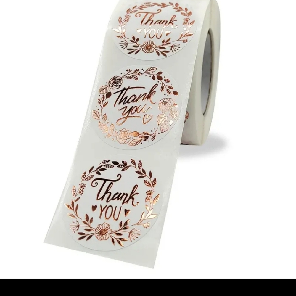 Rose gold metallic thank you stickers ♥
